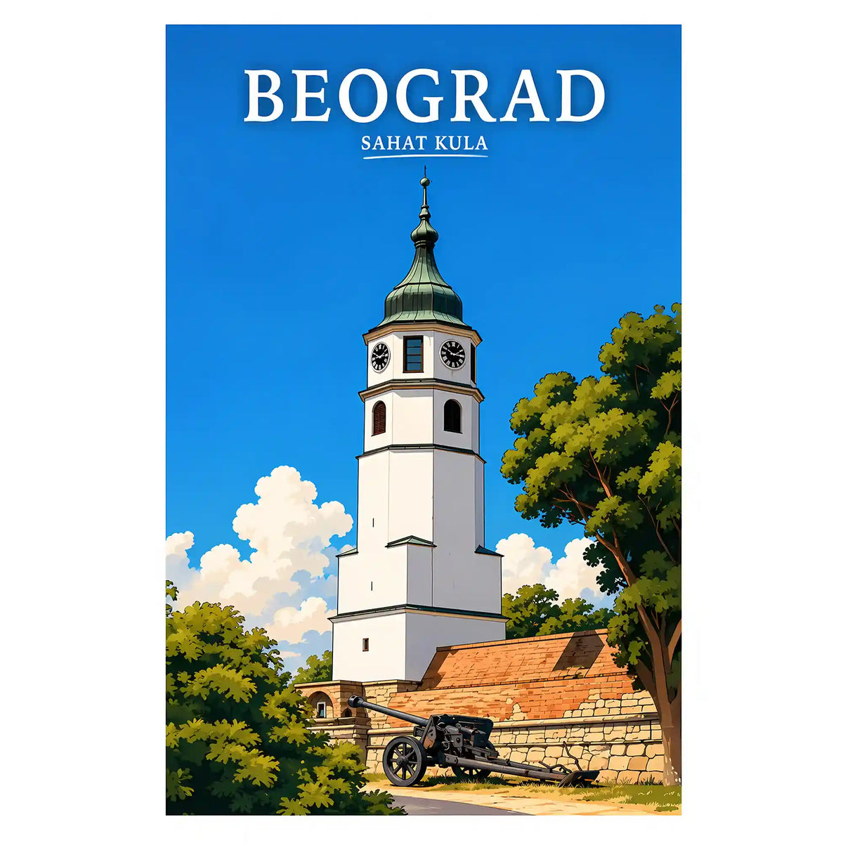 Poster - Beograd - Sahat kula - poster znamenitost Srbija