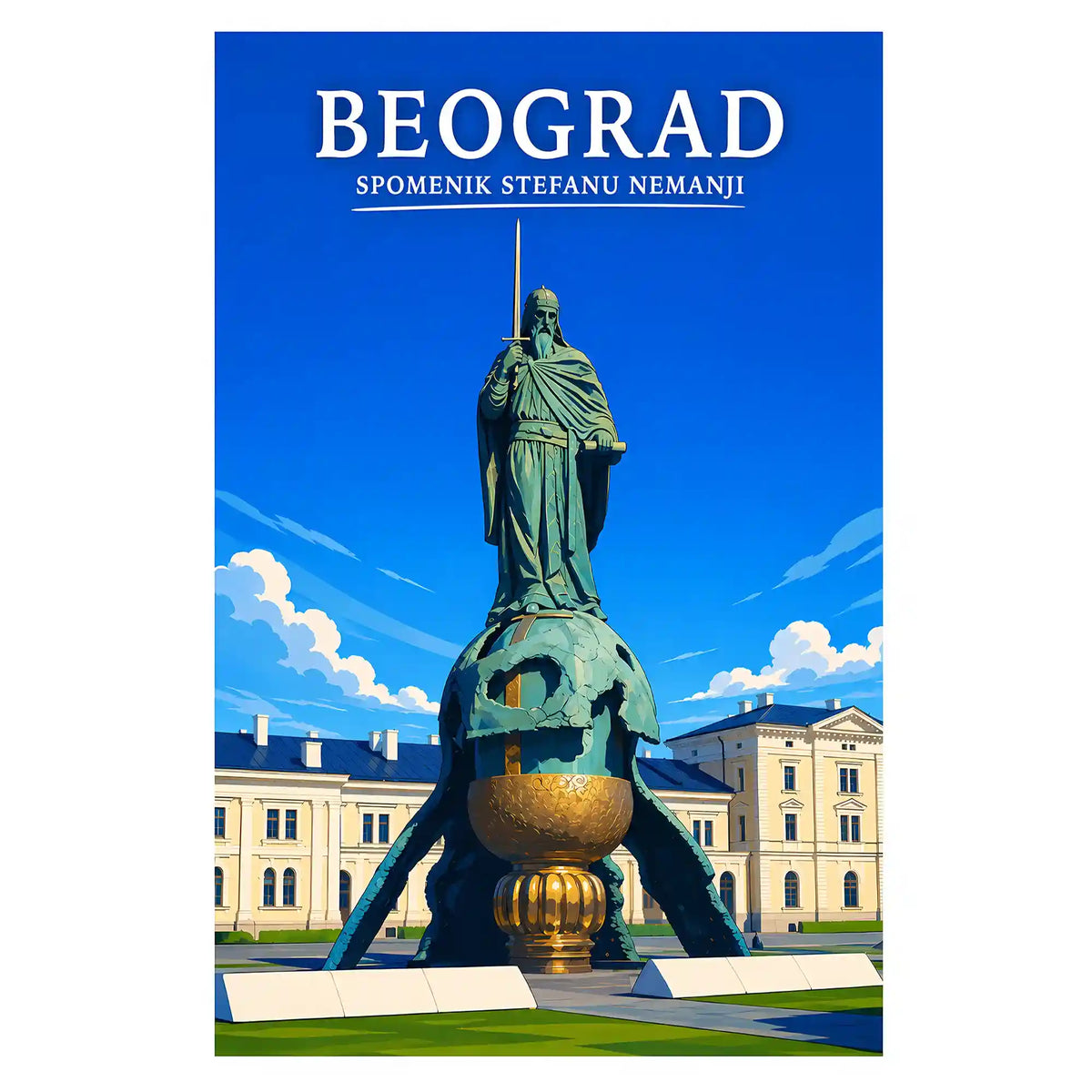 Poster - Beograd- Spomenik Stefanu Nemanji - poster znamenitost Srbija