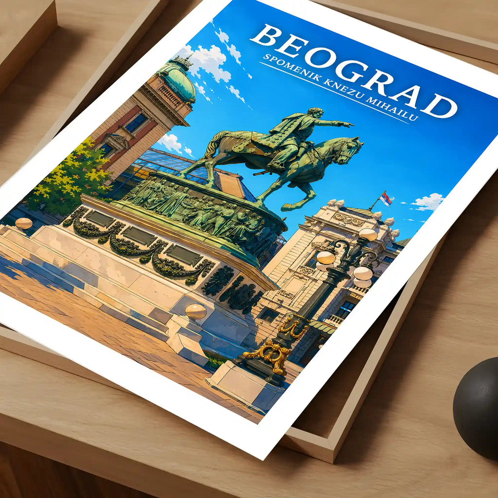 Poster - Beograd- Spomenik knezu Mihailu - poster znamenitost Srbija