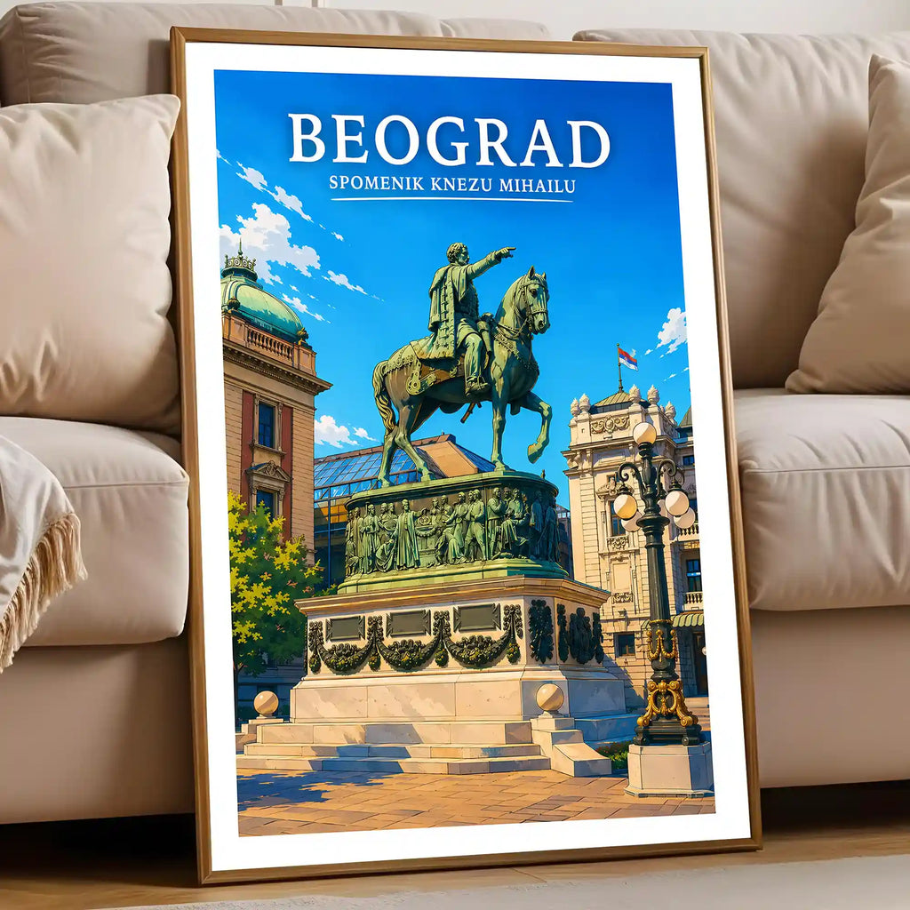 Poster - Beograd- Spomenik knezu Mihailu - poster znamenitost Srbija